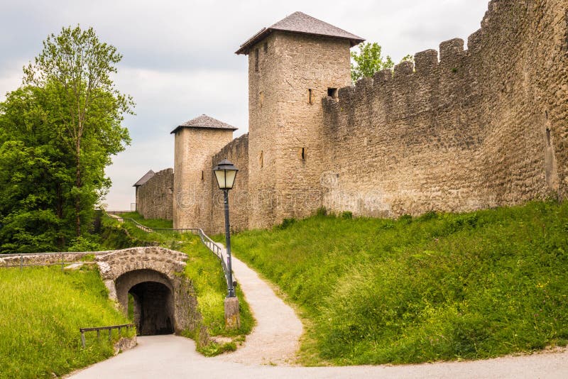 Ancient city wall on Moenchsberg mountain in Salzburg, Austria royalty free stock image Ancient city wall on Moenchsberg mountain in Salzburg, Austria royalty free stock image