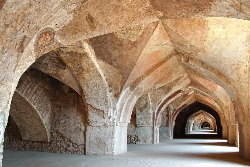 Ancient colonnade. Mandu, India