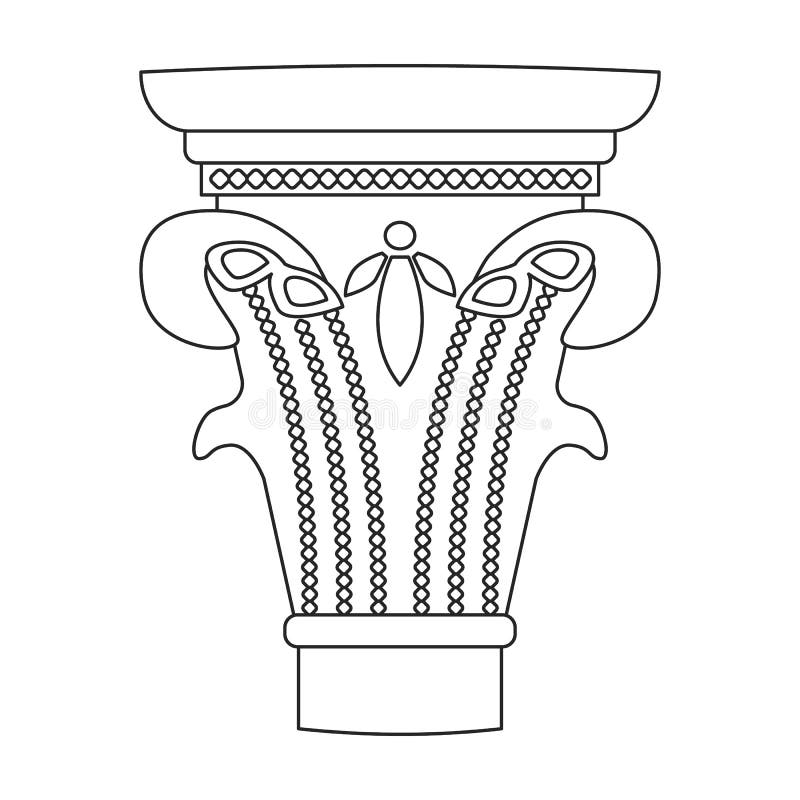 Ancient Column Vector Outline Icon. Vector Illustration Pillar of