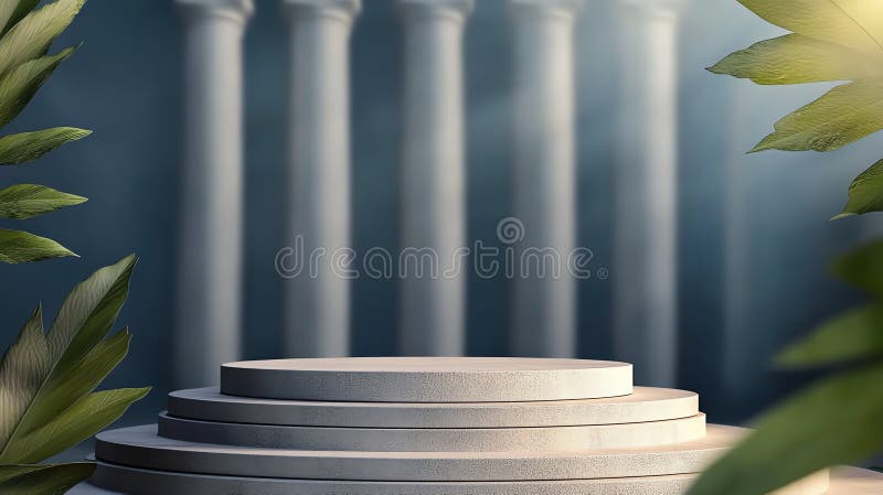 Ancient columns amidst natural greenery vector illustration