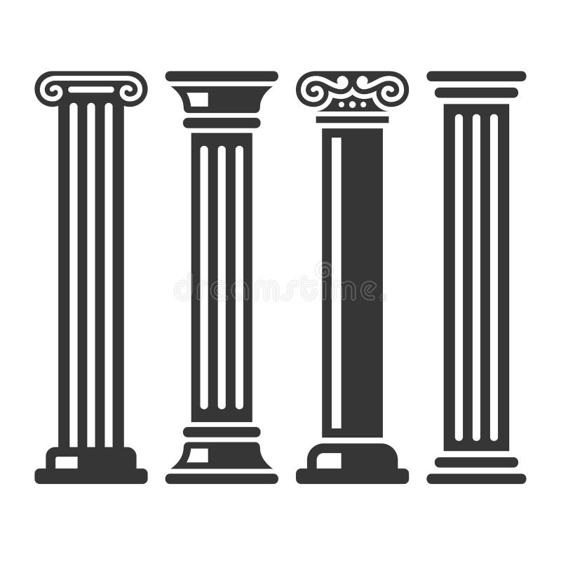 Ancient Columns Icon Set. Vector