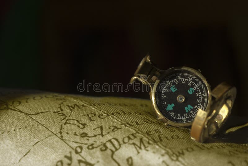 Ancient compass and map background