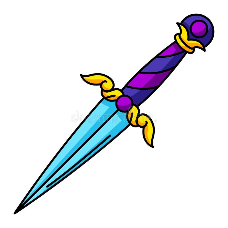 Ancient Dagger. Decorative Tattoo Art. Isolated Vector Illustration