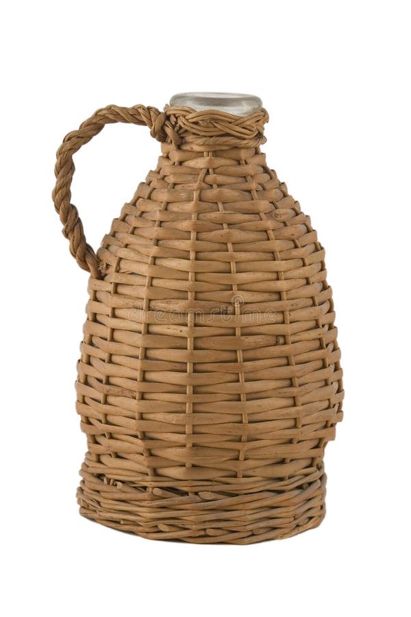 Front view of ancient demijohn for wine
