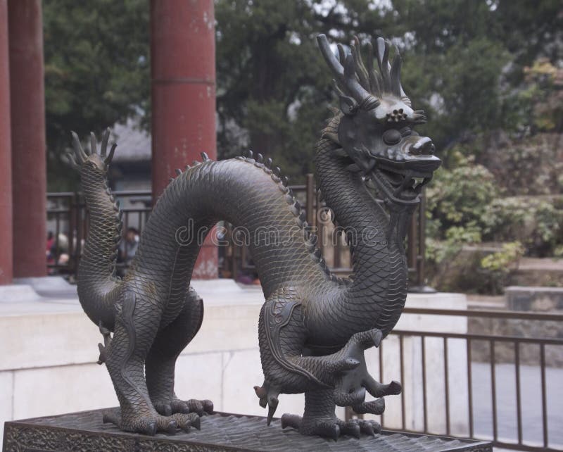 Ancient dragon statue stock photography