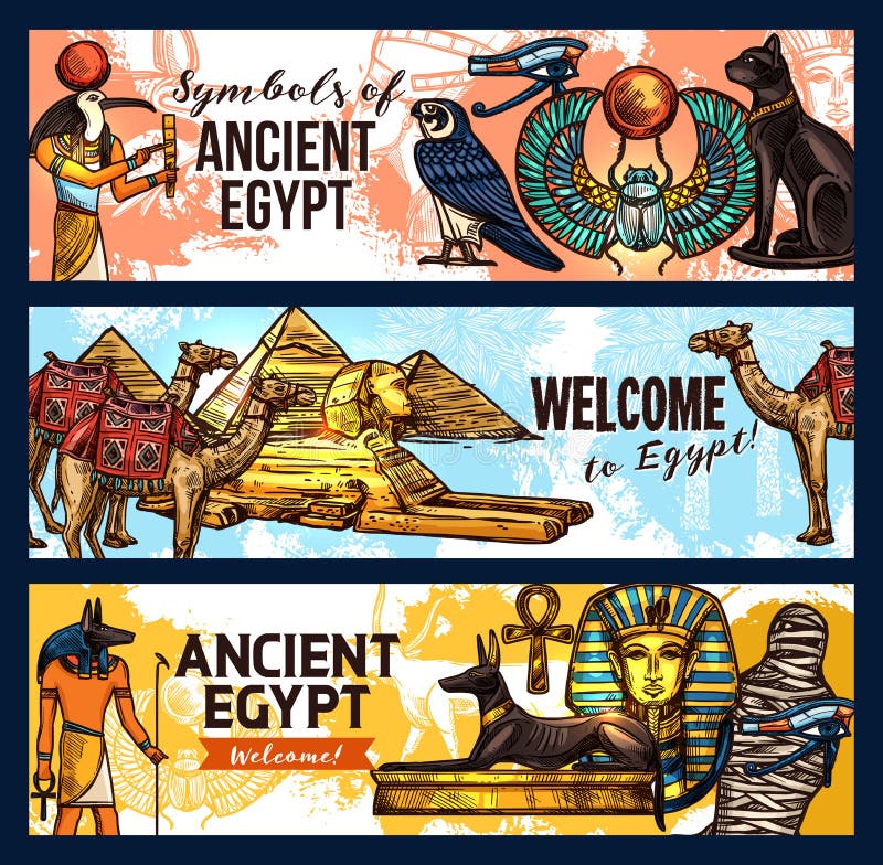 Ancient Egypt banners, tourism and travel