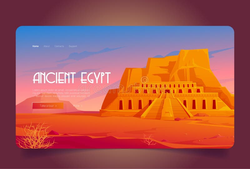 Ancient Egypt Cartoon Landing Page Mortuary Temple Stock Illustration ...