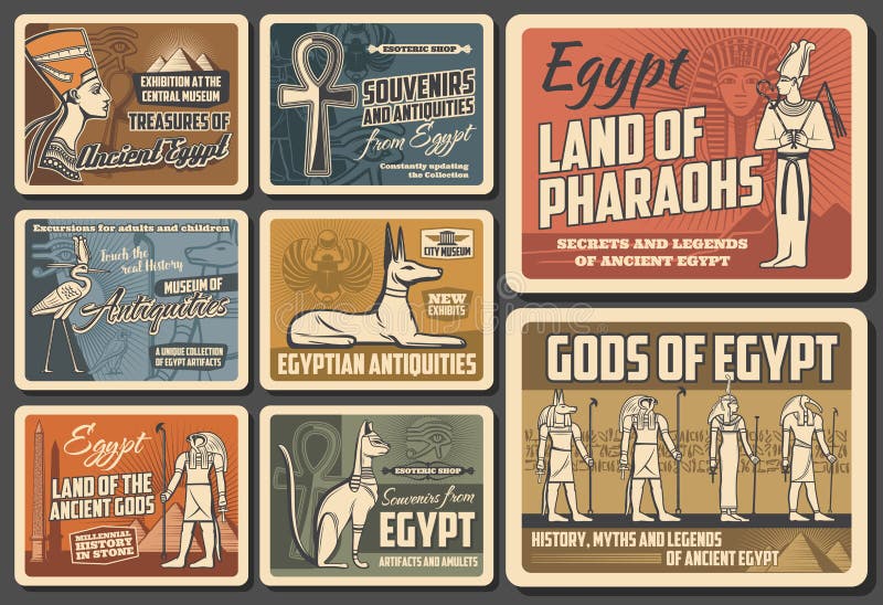 Ancient Egypt Culture And Cairo Landmarks Posters Vektor Illustrationer