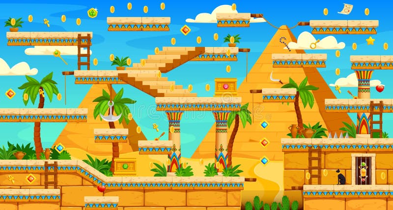 Ancient Egypt 2d arcade game level map interface royalty free illustration