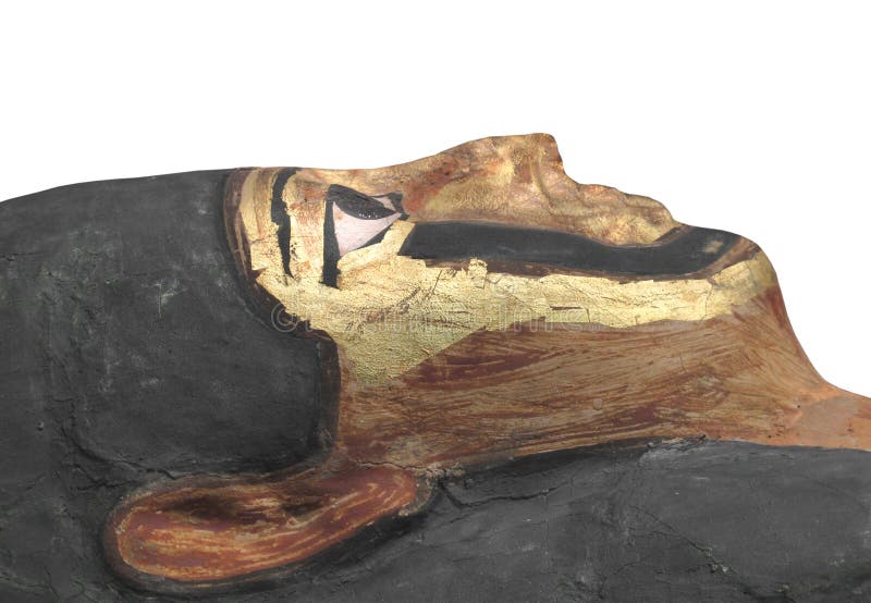 Ancient Egyptian mummy face isolated.