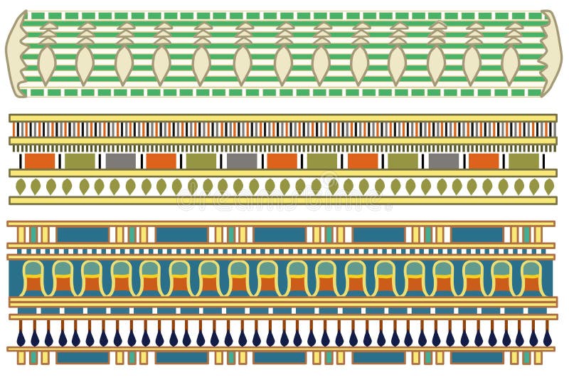 Tre linee da antico egiziano frontiere modello.