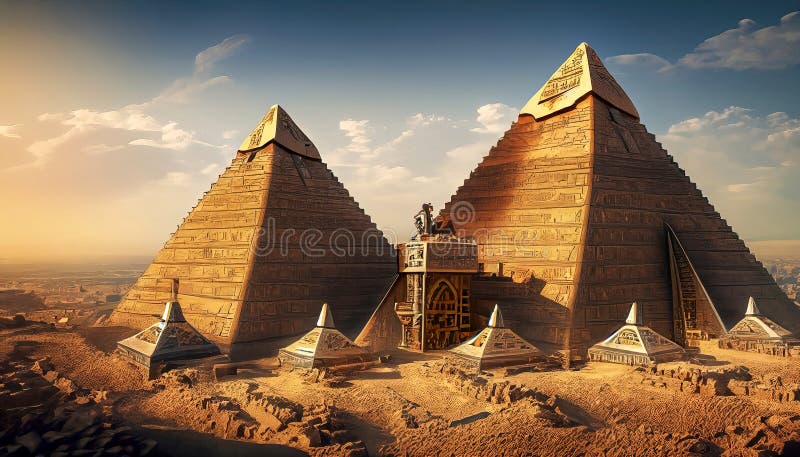 Ancient Steampunk Egypt Pyramid, background, Egyptian City vector illustration
