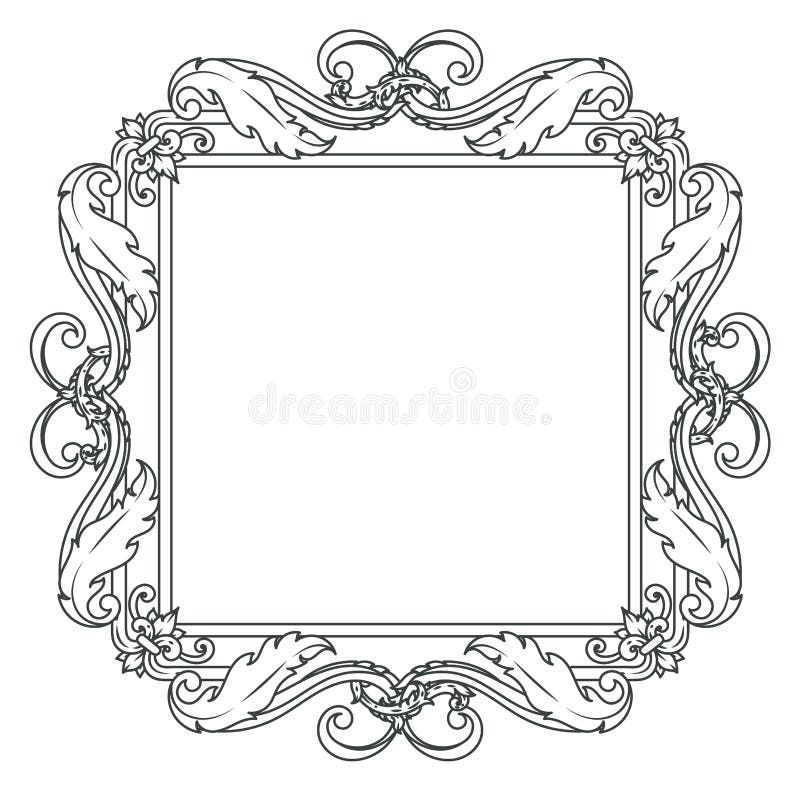 Decorative Frame with Ornate Filigree. Vintage Ornate Border Stock