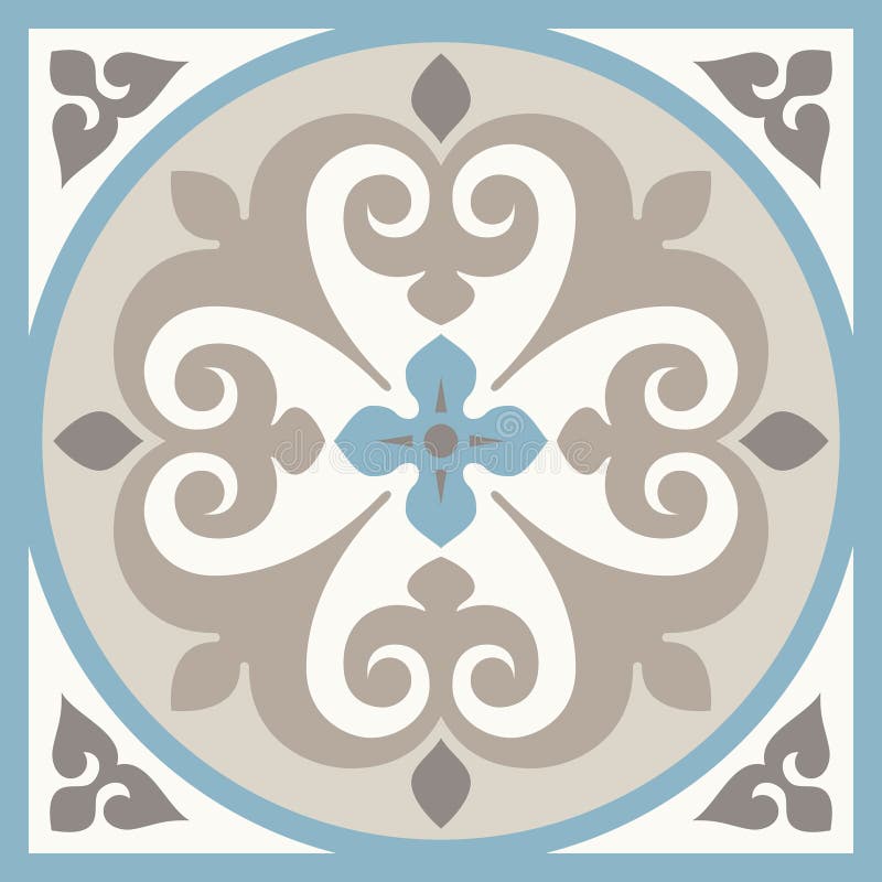 Ancient floor ceramic tiles. Victorian English floor tiling design, seamless vector pattern