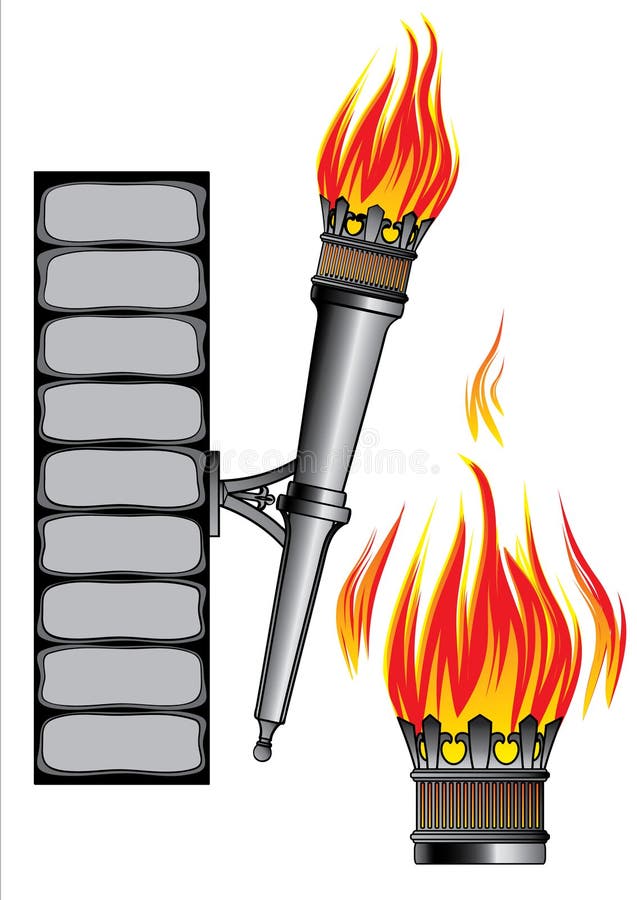 Ancient forged fire fixture stock illustration