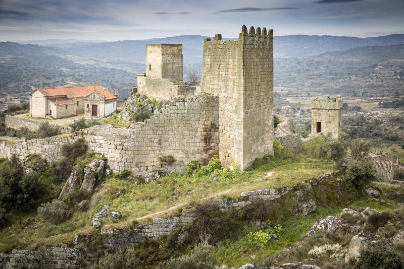 Ancient Fortress and Castle in Marialva Historical Village Stock Image ...