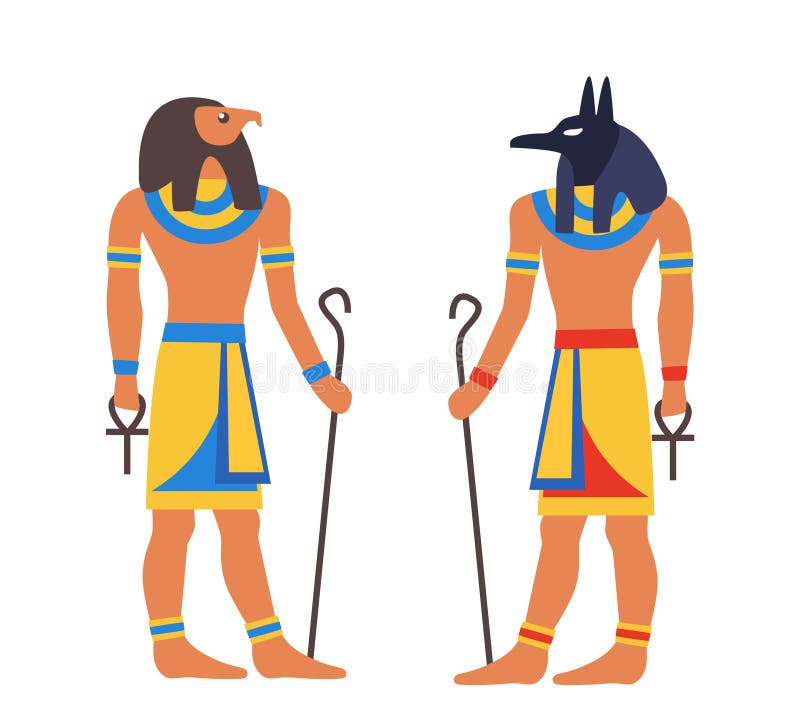 Zei antici din Egipt. horus anubis. zeitate egipteană. stil vechi de pictură. ilustrare vectorială vector illustration