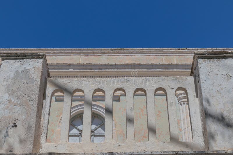 Ancient Greek Balcony, Ancient Greek Architecture. Santorini Stock ...