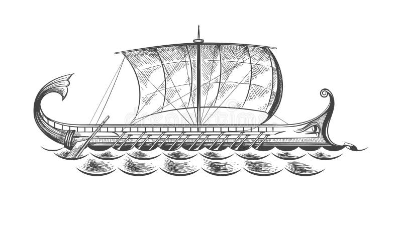 Ancient Greek Galley royalty free illustration