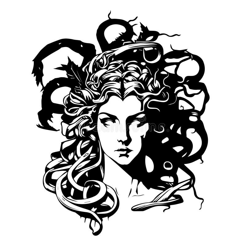 Medusa gorgon goddess, black silhouette vector - Stock Illustration  [105058943] - PIXTA