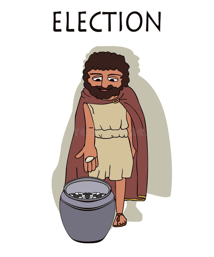 Ancient Greek Man Voting by Placing Pebbles in Urn Stock Vector -  Illustration of cartoon, origins: 142323208