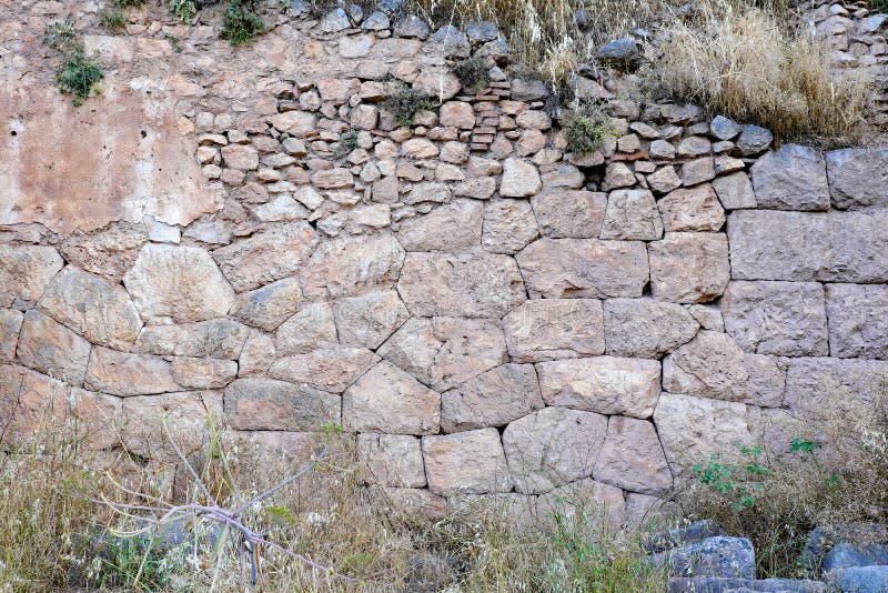 Ancient Greek Stone Wall Ruins, Delphi, Greece