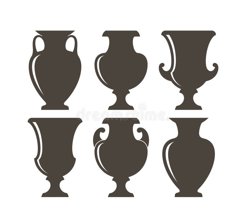 Ancient Greek Vases. Isolated Vases on White Background Stock Vector
