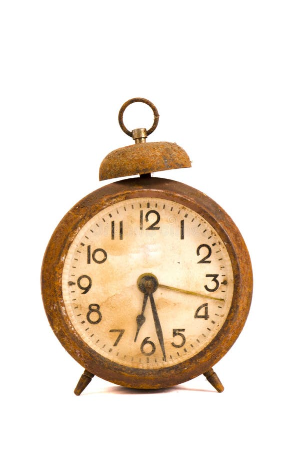 Ancient Grunge and Rusted Alarmclock on White Stock Image Image of