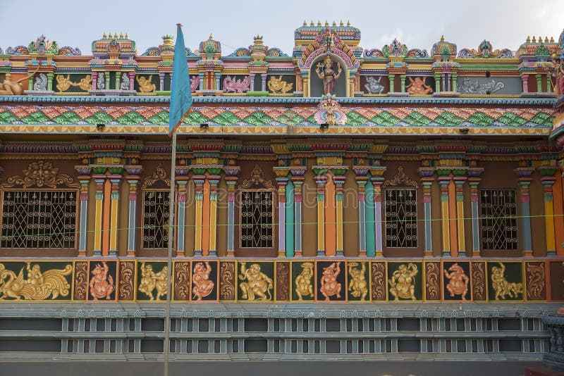 Ancient Hindu Pathirakali Amman temple in Trincomalee, Sri Lanka. Temple was built in honor of the goddess Badrakali Bhadrakali. Walls are decorated with beautiful ornament