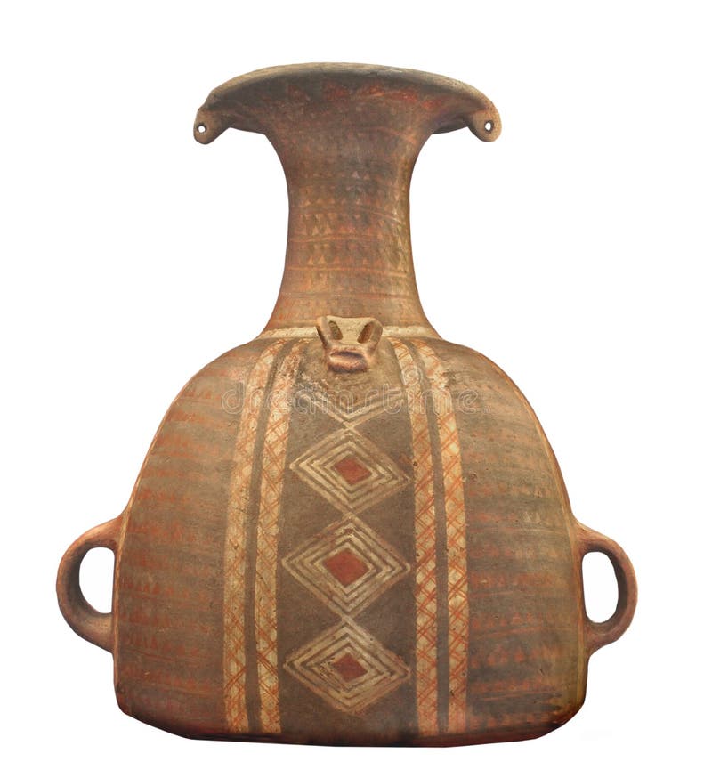 Ancient Inca pottery jar isolated.