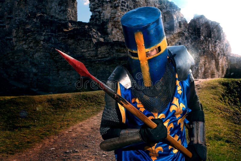 Ancient knight stock photo