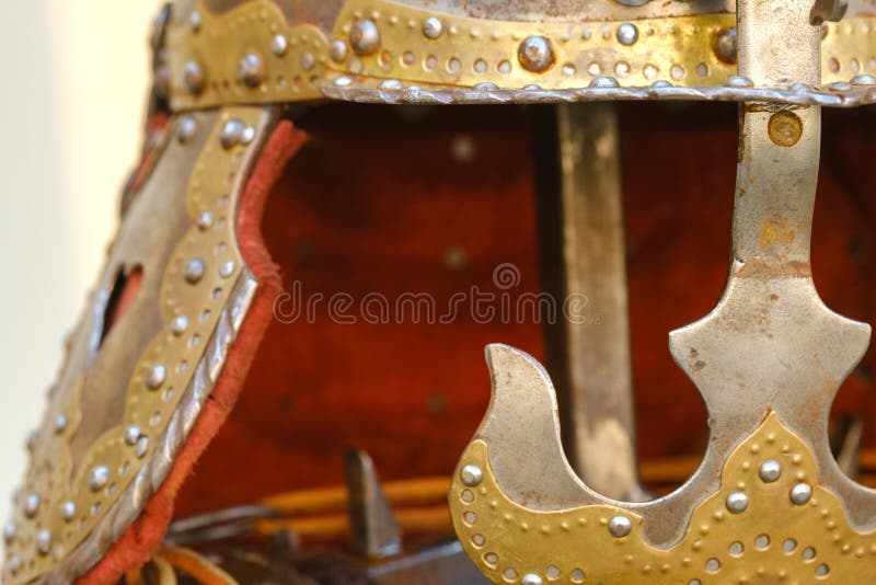 An ancient Knight's helmet with armor. A medieval concept royalty free stock photo