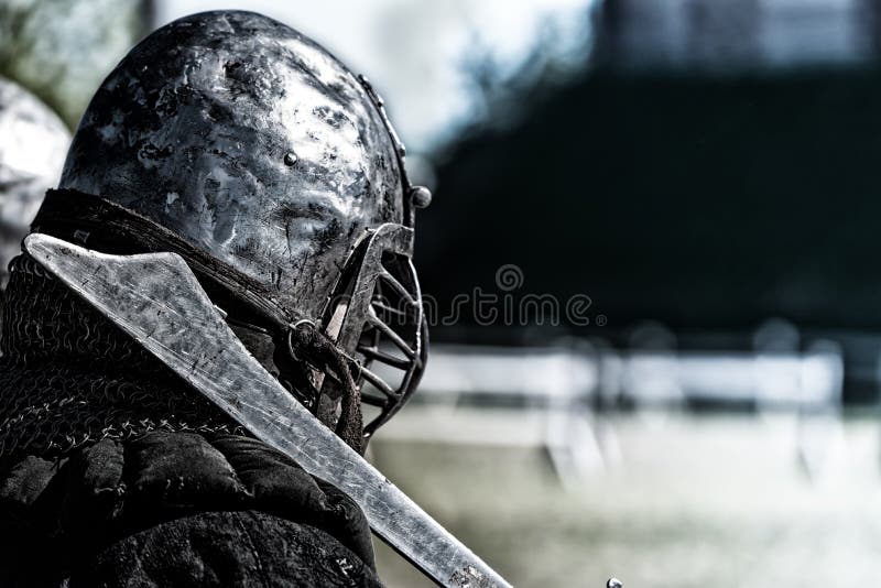 Ancient knight stock photo
