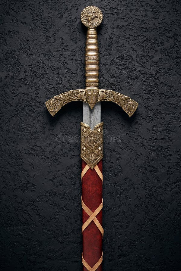 Ancient Knightly Sword of the Era of the Crusades in the Middle Ages Stock Photo Image of
