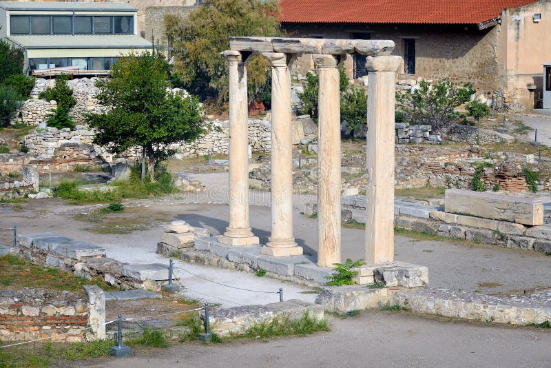 Ancient library of Hadrian, city of Athens, Greece stock photography