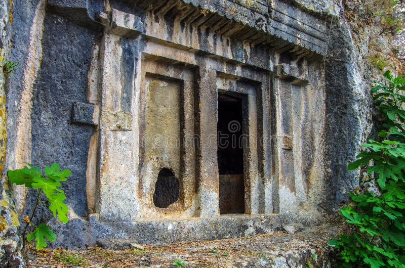 Fethiye, Türkiye'deki antik Likya kaya mezarları Telifsiz Stok Imajlar