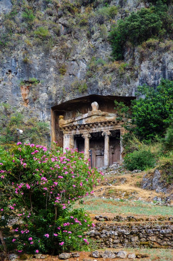 Fethiye, Türkiye'deki antik Likya kaya mezarları Telifsiz Stok Imajlar