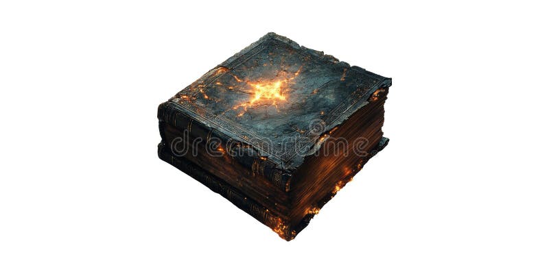 Ancient magic book with glowing star isolated on transparent background royalty free stock images