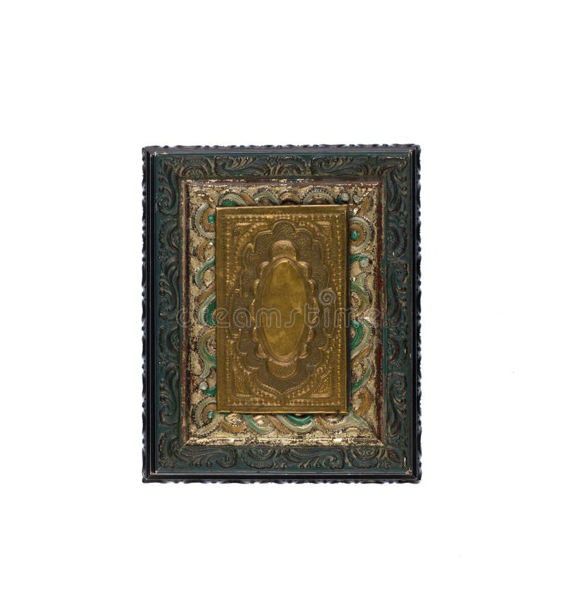 Ancient magic box isolated on white stock photo