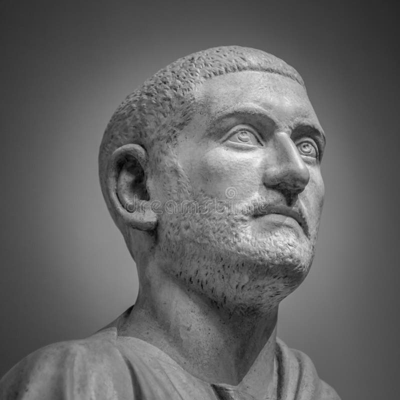 The Ancient Marble Head of Man Sculpture Stock Image Image of