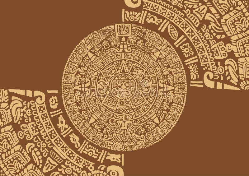  Antiguo calendario maya stock vector.  Ilustración de aztecas -