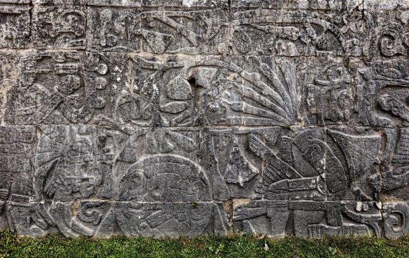 Ancient Mayan carvings at the Great Ball Court in Chichen Itza