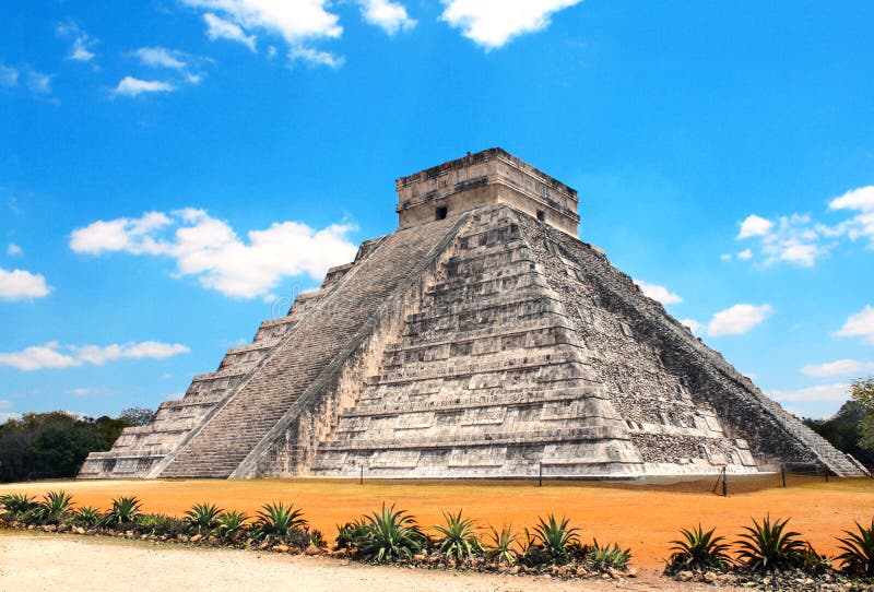 Old Mayan Pyramid Temple Of Kukulcan, Chichen-Itza Stock Image - Image ...