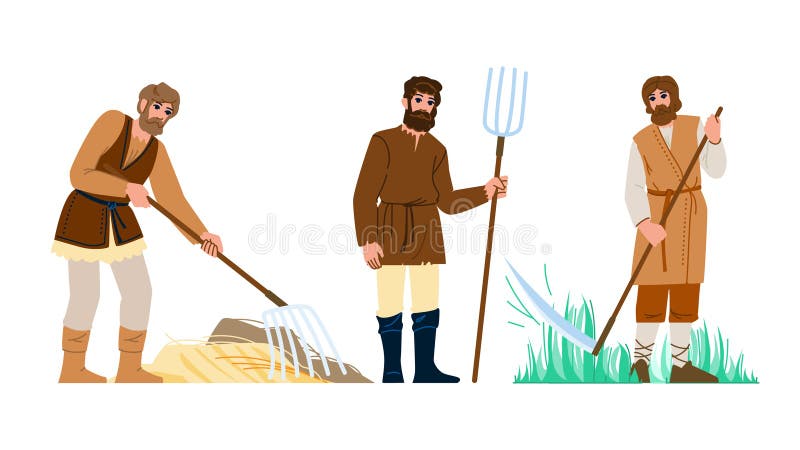 Ancient Medieval Farmer Vector Stock Illustration - Illustration of ...