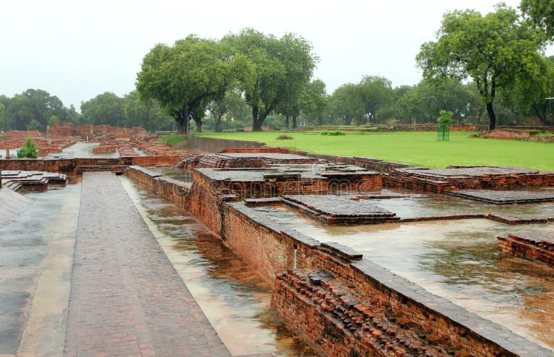 Ancient monastry ruins in sarnath, India stock photo