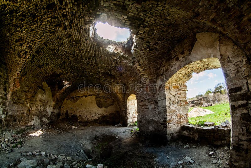 Ancient Mykulynci castle ruines room royalty free stock image Ancient Mykulynci castle ruines room royalty free stock image