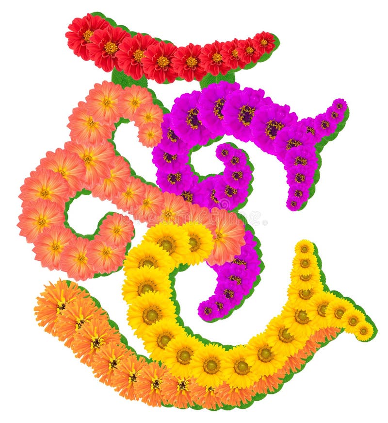 Ancient native Indian symbol of happiness made from flowers isolated stock photography