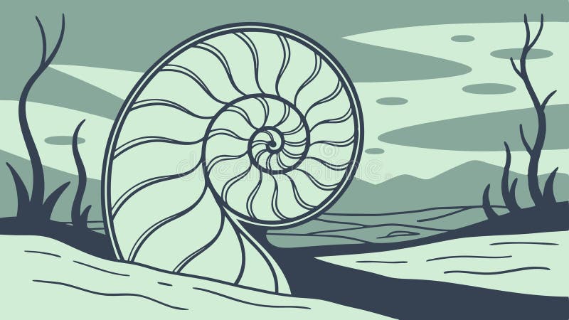 Ancient Nautilus Shell Resting in Tranquil Water, vector design Generative AI vector illustration