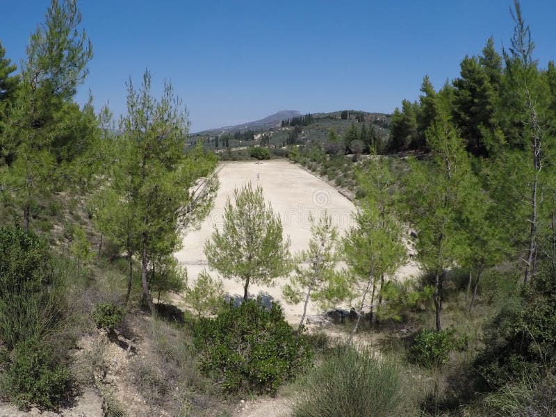 Ancient Olympic Arena, Nemea, Peloponnese, Greece royalty free stock images Ancient Olympic Arena, Nemea, Peloponnese, Greece royalty free stock images