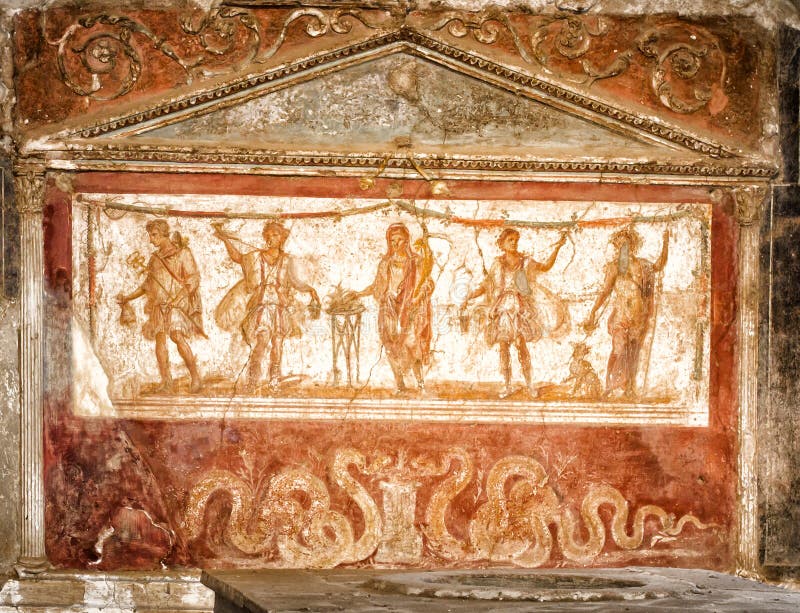 Ancient painted wall stock photography